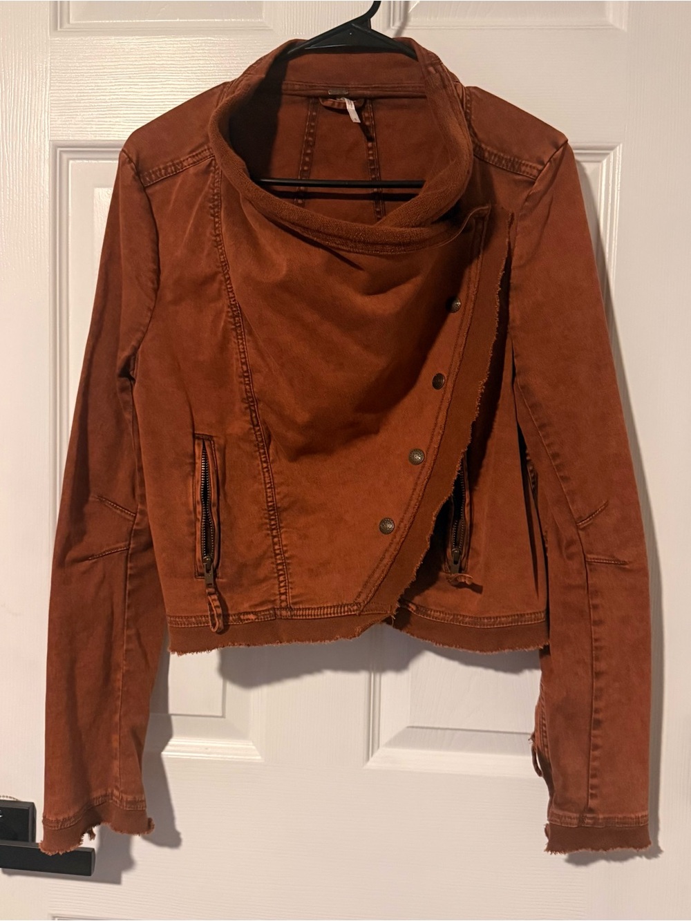 Free People Rust Asymmetrical Moto Jacket